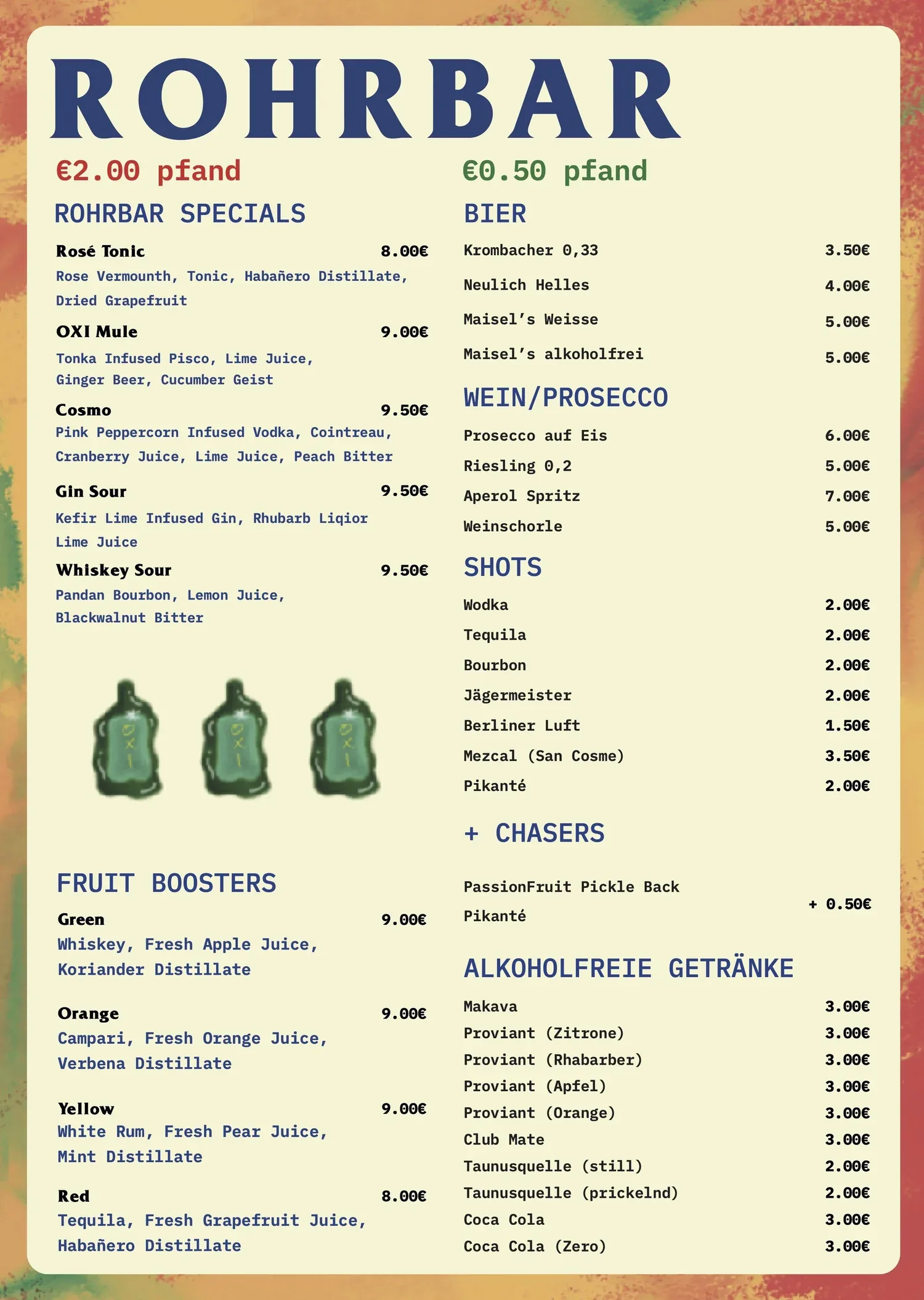 OXI drink menu