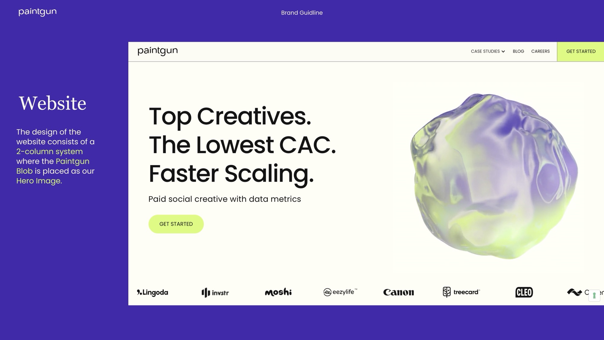 Paintgun website homepage design