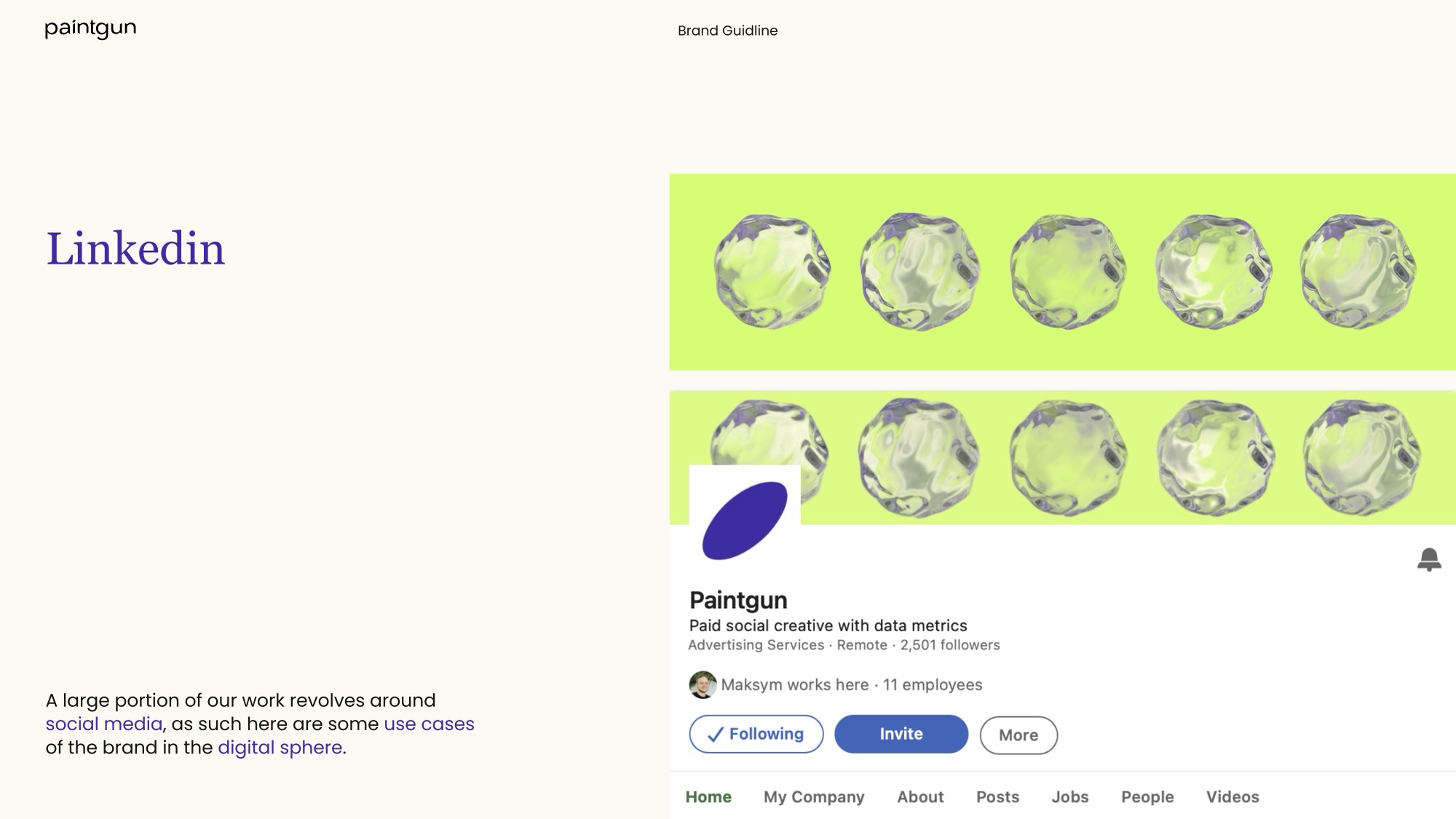 Paintgun LinkedIn banner and profile