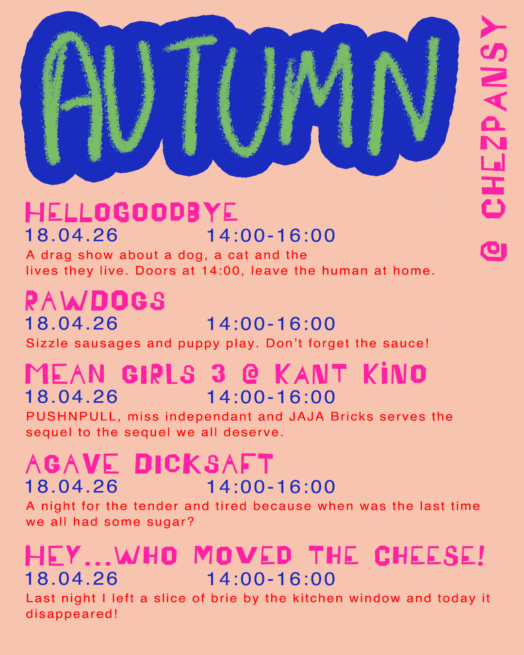 Pansy's Playhouse autumn calendar