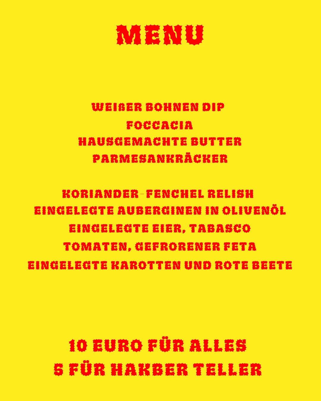 Pickle Island menu, German