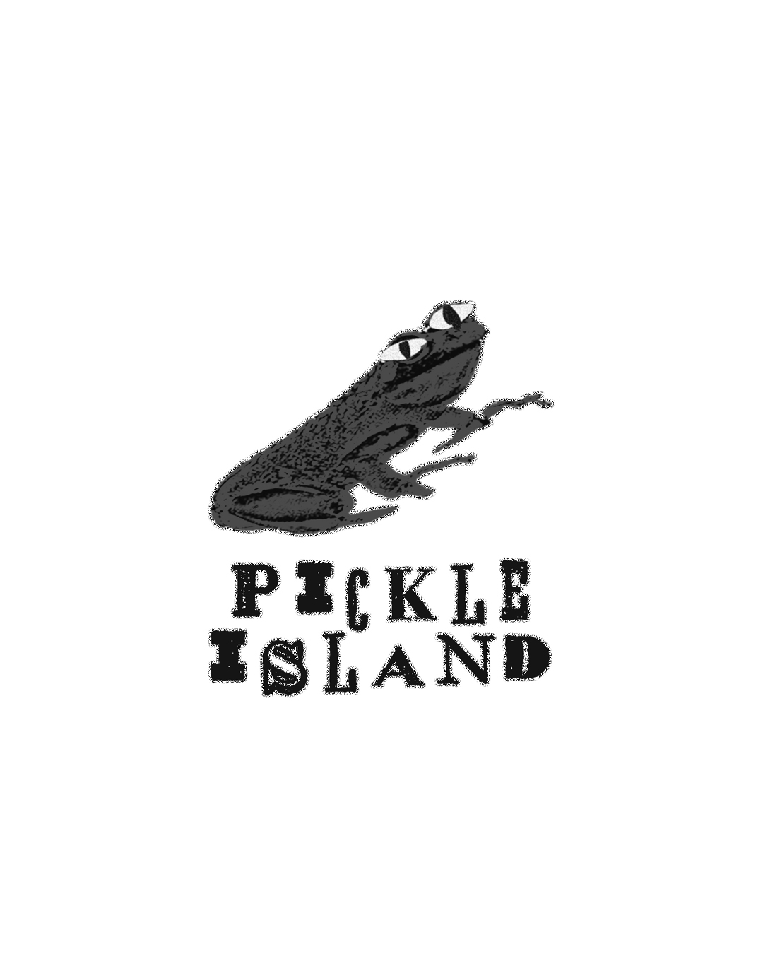 Pickle Island logo, black and white