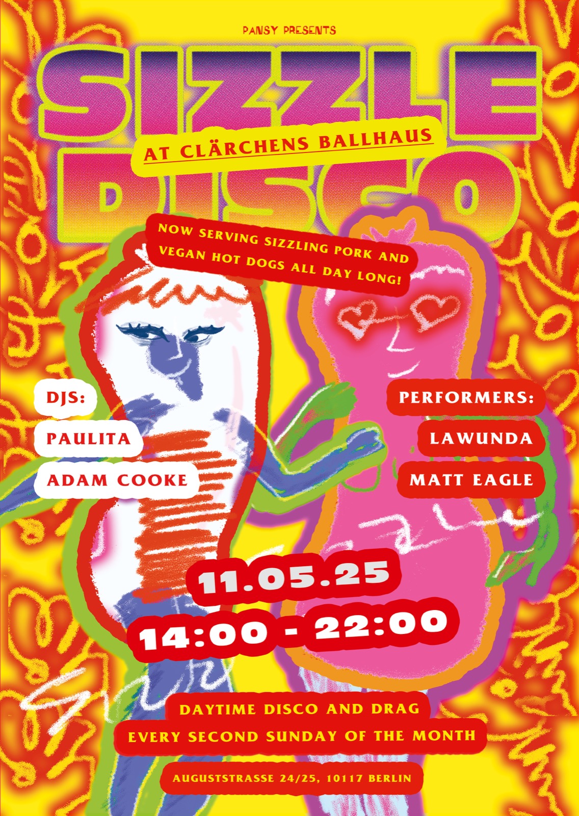 Sizzle Disco poster, yellow colourway